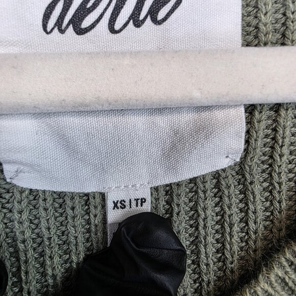 Aerie Sweater Womens XS Green White Stripe V Neck Balloon Sleeve Pullover Knit - Picture 3 of 10